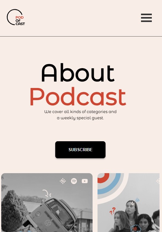 Mobile responsive view of the Daily Podcast website